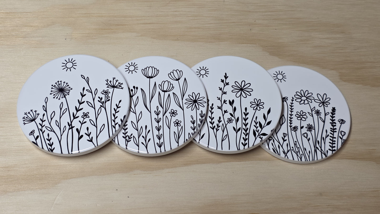 Drink Coaster Set - Playful Wildflowers