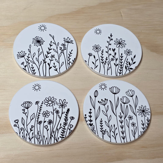 Drink Coaster Set - Playful Wildflowers