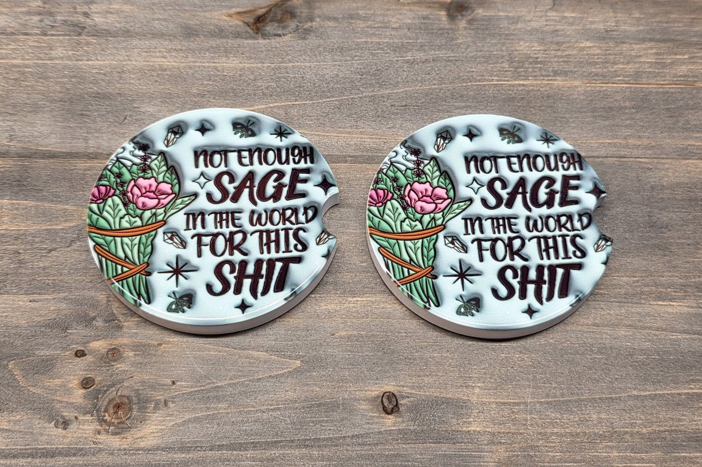 Car Coaster Set - Funny Sage Quote