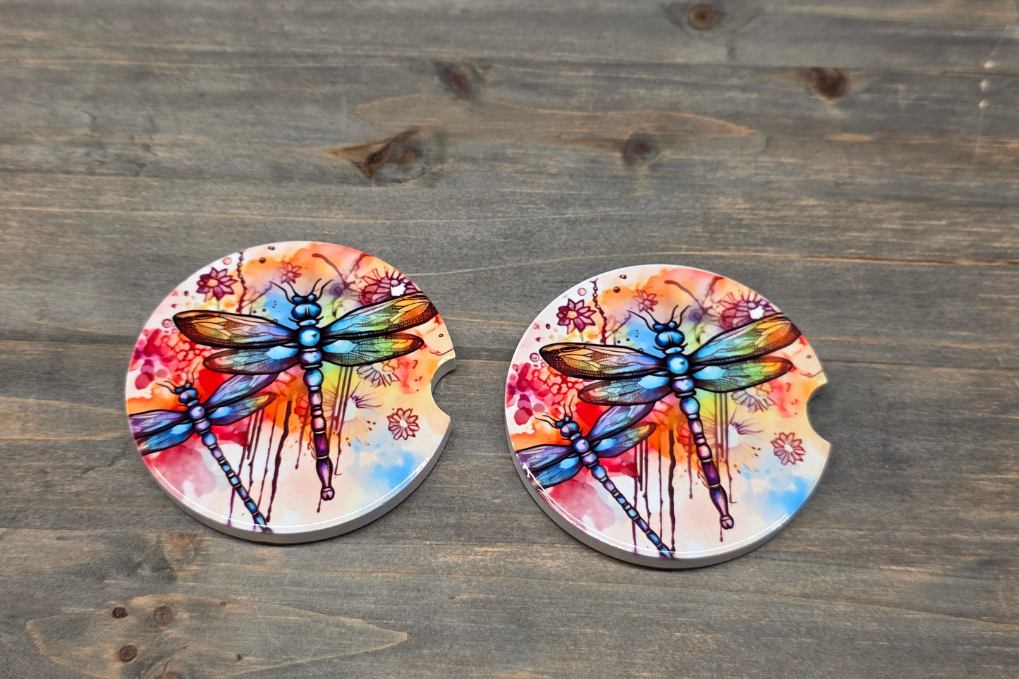 Car Coaster Set - Watercolor Dragonflies